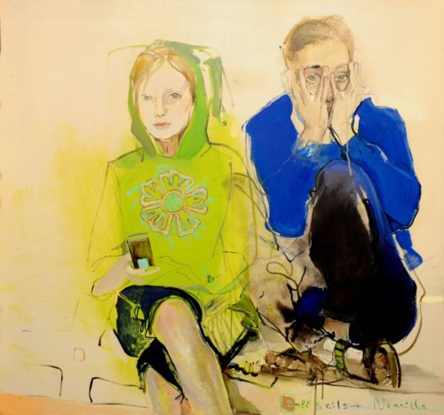 Neonilla Medvedeva - Green & Blue - 2008 - oil on canvas - 95x90
