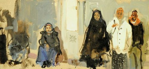 Neonilla Medvedeva - People in Florence - oil on canvas - 20x42 - 2008