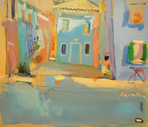 Neonilla Medvedeva - Blue house in Burano - oil on canvas - 40 x 47 - 2008