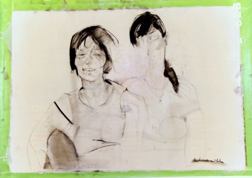 Neonilla Medvedeva - Friends (Kristine & Ingrida) - paper, charcoal - 60 x 84 - 2008