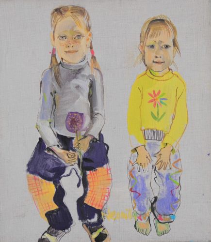 Neonilla Medvedeva - Laura & Patricija - 2009 - oil on canvas - 18x15
