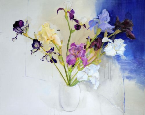 Neonilla Medvedeva - Blue FLOWERS - 2010 - oil on canvas - 79 x 99 