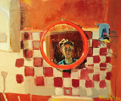 Neonilla Medvedeva - Self-portrait in bathroom - oil on canvas - 25 x 30 - 2008